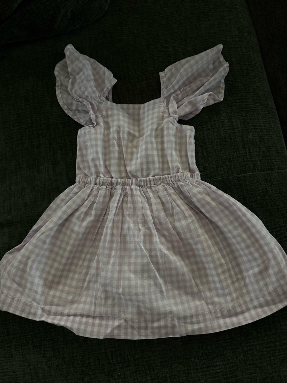 J. Crew Lilac Gingham Flutter Sleeve Dress for Girls